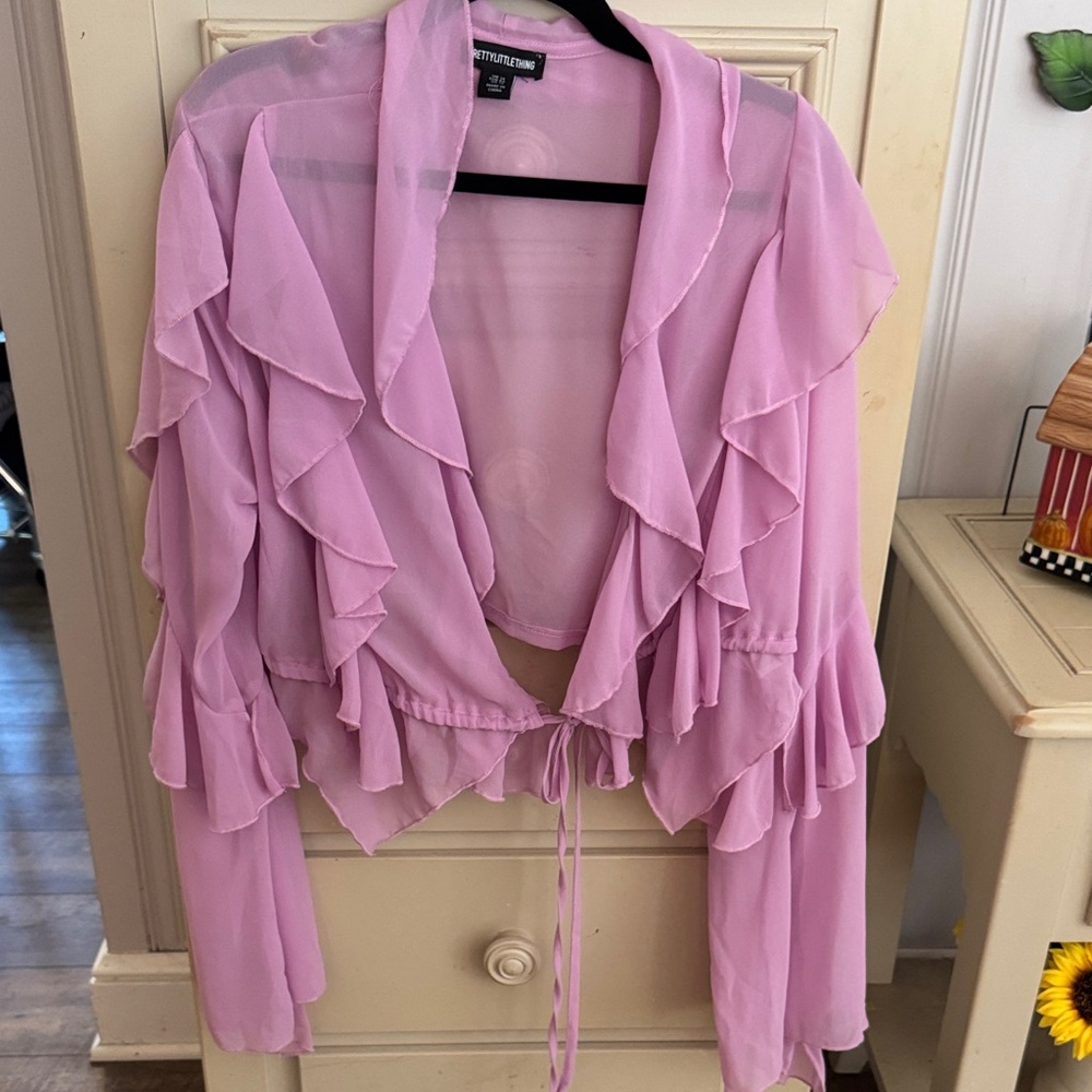 PrettyLittleThing Pastel Lavender Sheer Blouse